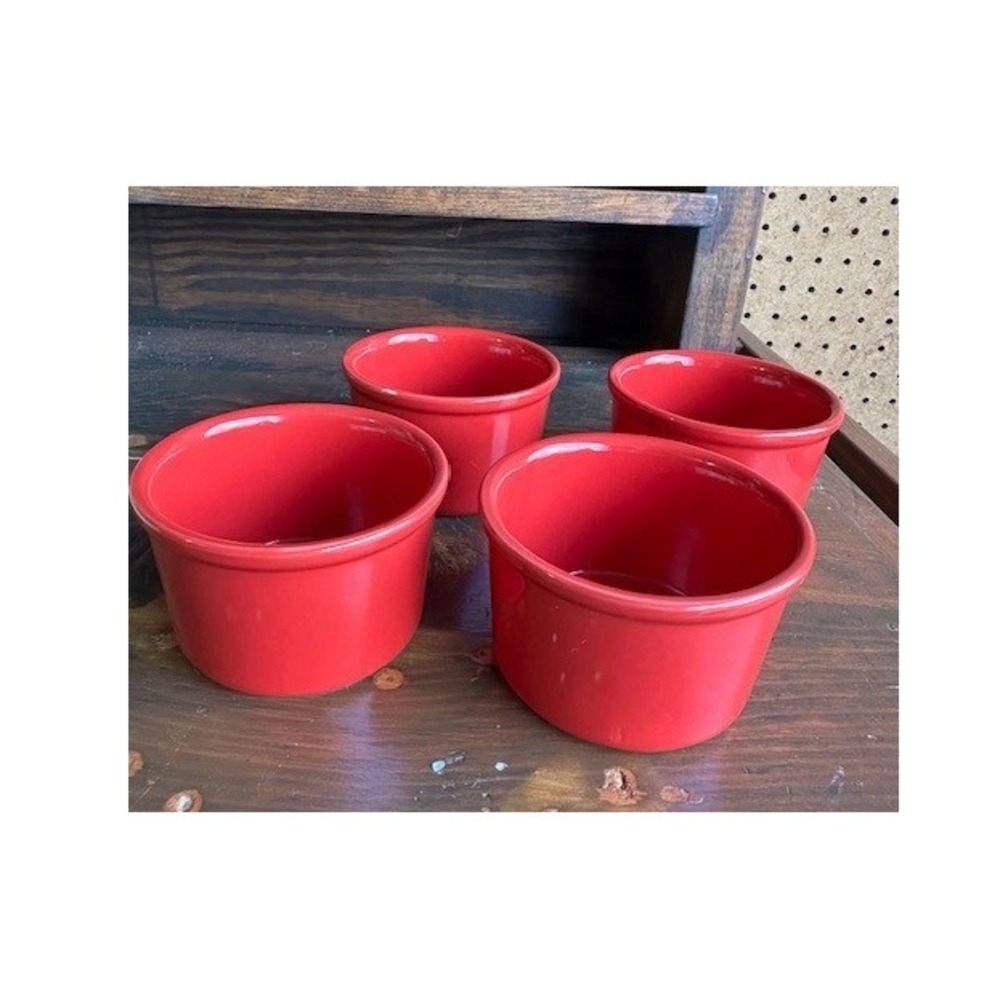 Chantal Red Ceramic Ramekins Set of 4 1 Cup 8oz Souffle Bowls 93-RM08